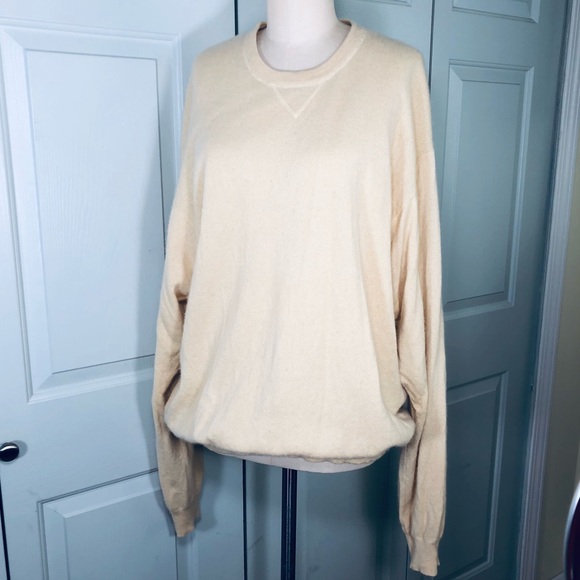 Club Room CR 💯 Cashmere Oversize Sweater Light Yellow Size XL - Picture 3 of 10